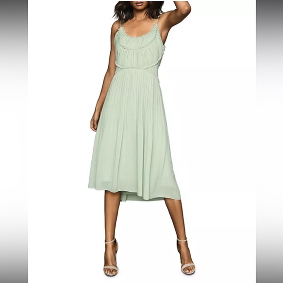 Reiss Dresses & Skirts - NWOT REISS Thora Pleated Front Cami-Dress In Sage Green